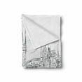 thumbnail image 2 of City Soft Flannel Fleece Blanket, Gothic Architecture Sketch of Prague Czech Republic Exterior Drawing Europe, Cozy Plush for Indoor and Outdoor Use, 50" x 70", Charcoal Grey White, by Ambesonne, 2 of 6