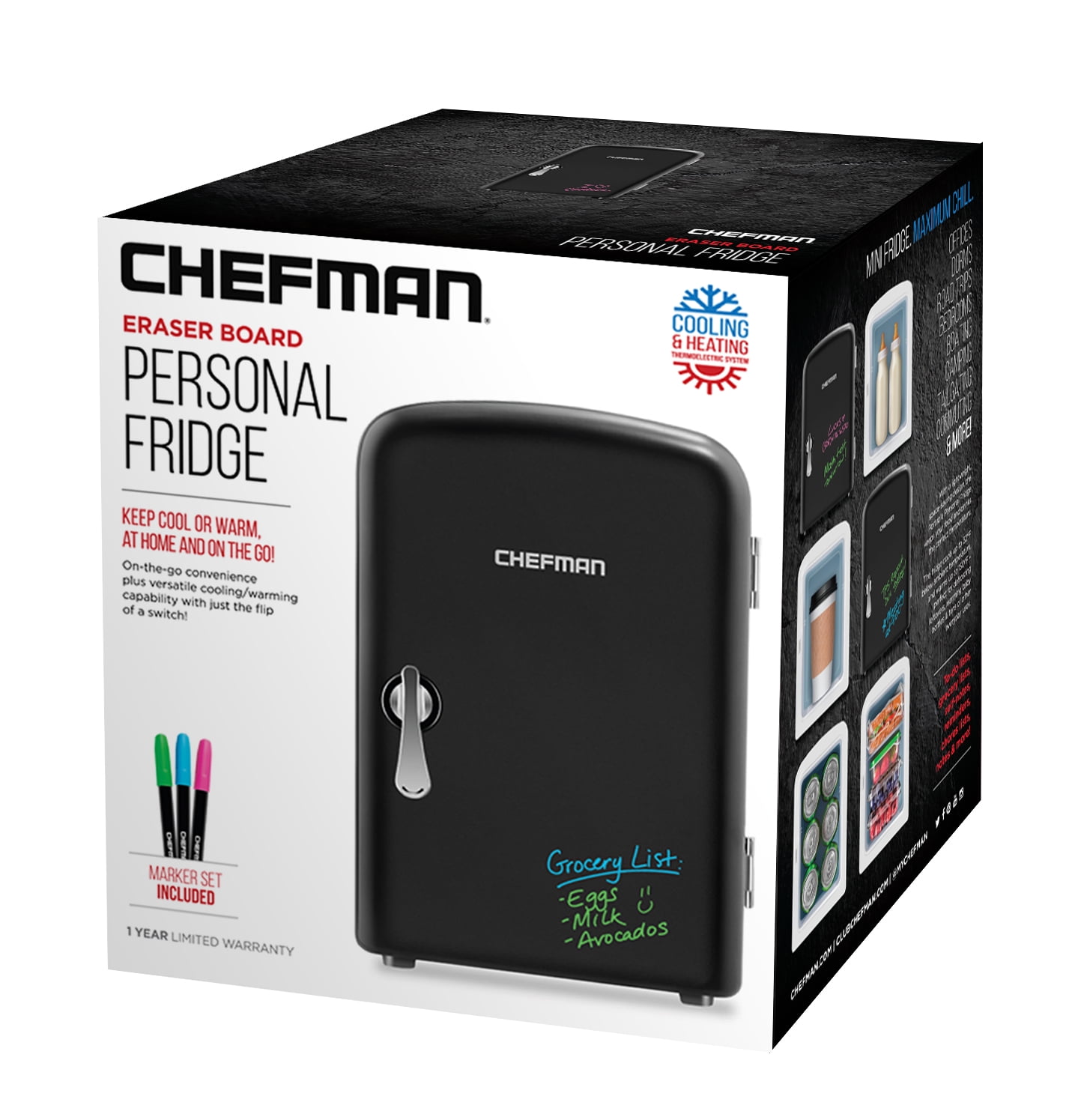 Buy Chefman Mini Portable Eraser Board Personal Fridge, 4 Liter Capacity, Black Online at Lowest