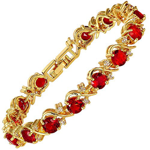 7 RIZILIA Eternity Tennis Bracelet & Round Cut CZ in Yellow Gold Plated 
