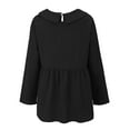 thumbnail image 5 of Black Young Adult Tops Women's Fashionable and Casual Solid Color Cotton Linen Doll Collar Long Sleeve Loose Top T Shirt Going Out Tops for Women, 5 of 6