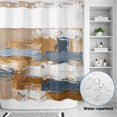 thumbnail image 2 of No Hook Shower Curtain, Brown Blue Abstract Shower Curtains for Bathroom with See Through Top Window, Ombre Vintage Oil Painting Modern Art Waterproof & Washable Bath Curtain Standard 72"x72", 2 of 9