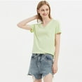 thumbnail image 4 of FLMEI Womens T Shirts Tees Female Short Sleeve V Neck Loose Summer Tees Basic Tunic Tops S-XXXL, 4 of 9
