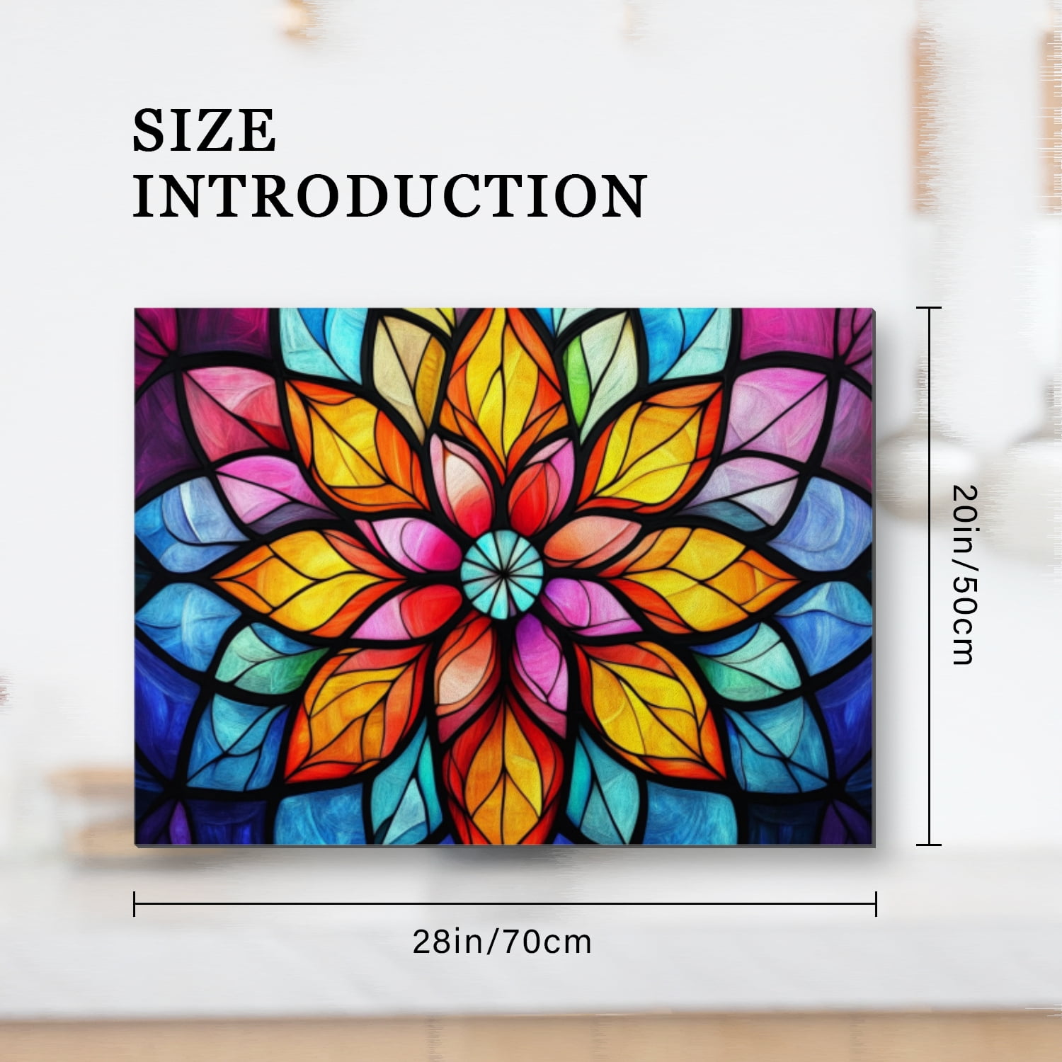 Square Stove Mat for Electric Stove, Mandala Flower Stained Glass Window Print Heat Resistant Glass Cooktop Cover, Multipurpose Protector Pad for Kitchen RV (28×20 Inch)