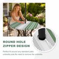 thumbnail image 4 of Round Outdoor Tablecloth with Umbrella Hole and Zipper, Sage Green Grey Stripe Tablecloth with Elastic Waterproof, Farmhouse Simple Striped Patio Table Covers for 36" - 44" Picnic Pool Tables, 4 of 9