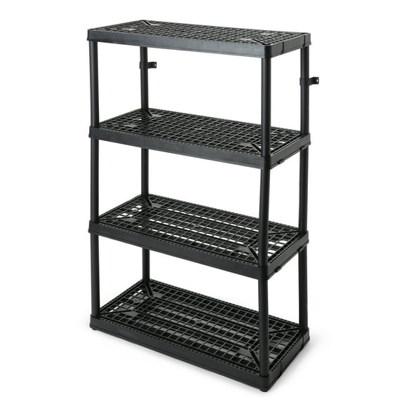 Gracious Living 4 Shelf Unit, Heavy-Duty Shelving Storage Rack for Home and Garage, Black