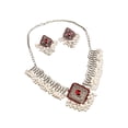 thumbnail image 4 of Retro Necklace Earring Set Gifts Trendy Gorgeous Vintage Pendant for Party Women Rhombus Red, 4 of 8