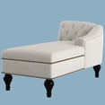 thumbnail image 4 of HestiNysus Indoor Chaise Lounge ,Tufted Line One Arm Chaise Lounge for Living Room & Bedroom，Beige, 4 of 5