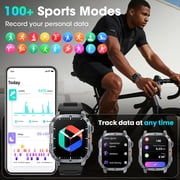 Haulvean 2.01-inch Military Smart Watches for Men with IP68 Waterproof/Answer/Make Calls/100+ Sport Modes, Outdoor Sports Fitness Tracker Watch fits for Android and Iphone Devices (Black)