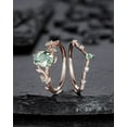 thumbnail image 5 of Nature Inspired Moss Agate Leaf Engagement Ring Set, Oval Shape Mossy Agate Rose Gold Wedding Set, Twig Branch Bridal Set Anniversary Ring, 5 of 5