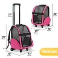thumbnail image 4 of KOPEKS Pet Dog Travel Carrier Backpack Deluxe with Wheels Approved by Most Airlines - Heather Pink, 4 of 9