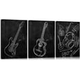 thumbnail image 1 of 3 Pieces Music Wall Decor Art Chalk Stick Figure Canvas Wall Art Music Room Decor Music Art Wall Decor Classroom Posters Music Artwork Guitar Giftss for Home Ready to Hang 12x16x3, 1 of 6
