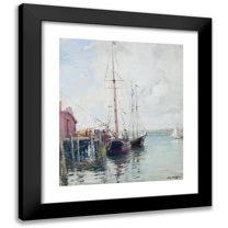 Guy Carleton Wiggins 15x18 Black Modern Framed Museum Art Print Titled - East Gloucester Docks (circa 1910-15)