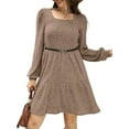 thumbnail image 7 of QINCAO Womens Long Sleeve Sweater Dresses Square Neck Babydoll Fall Dress With Pockets S-2XL, 7 of 7