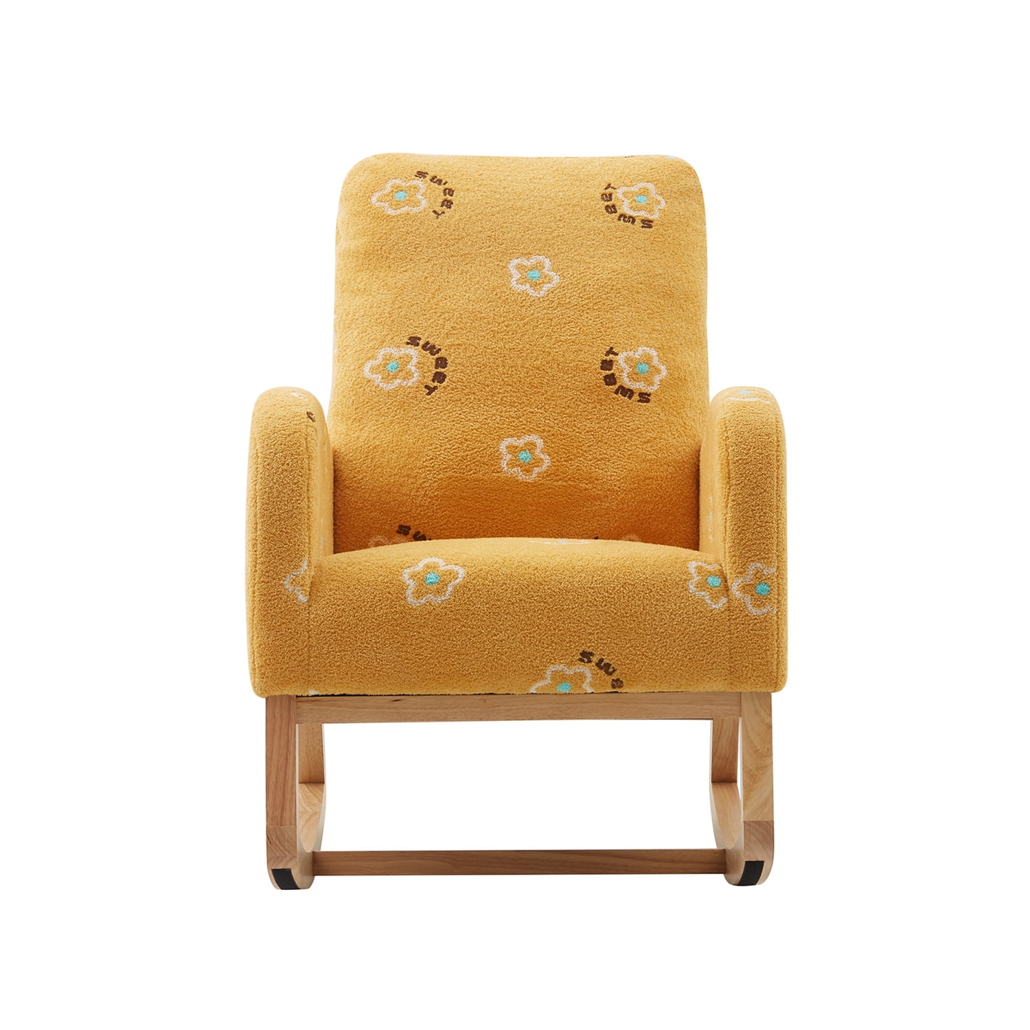 ARCTICSCORPION Modern Nursery Side Pockets Rocking Chair, Yellow