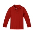 thumbnail image 4 of Girls' Long Sleeve Polo Shirt Casual Spring Collared Top Basic School Uniform for Kids Red 160, 4 of 5