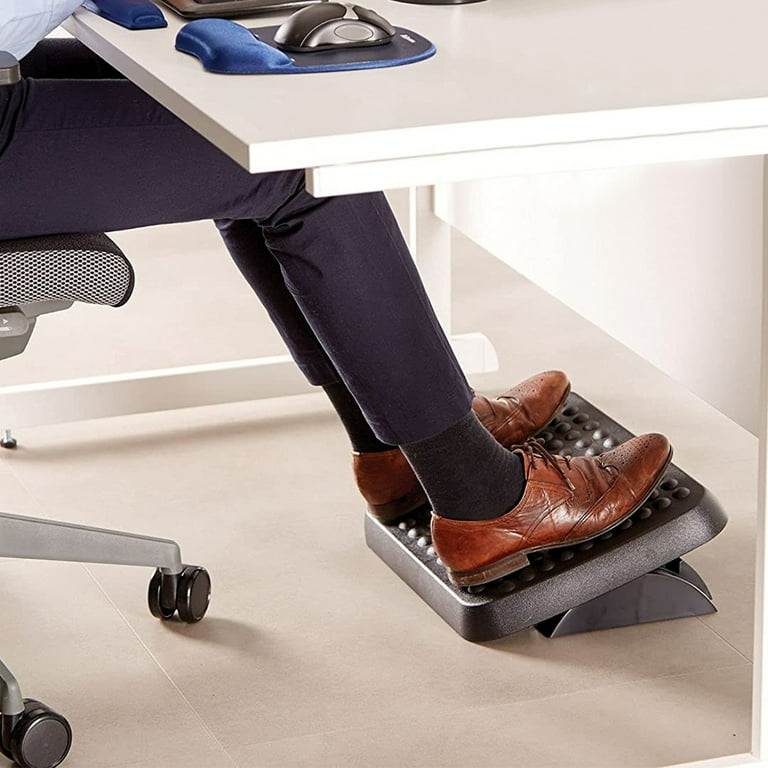 Office Footrests,Adjustable Footrest Office Leather Foot Stool with  Wheels,Computer Foot Rest Under Desk at Work,Ergonomic Foot Stand for  Car,Under