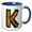 Blue/White, variant on 3drose, Cute Red and Green Christmas Plaid Monogram Initial K, 11oz Mug