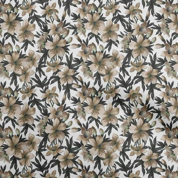 oneOone Cotton Poplin Light Brown Fabric Floral Sewing Craft Projects Fabric Prints By Yard 56 Inch Wide