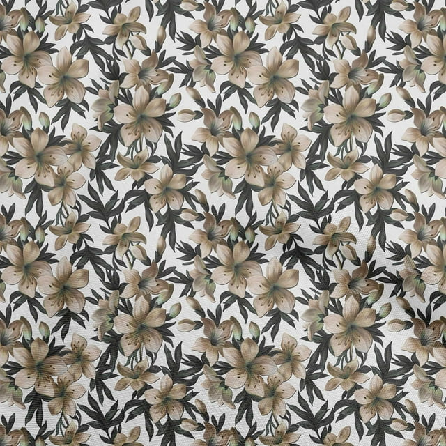 oneOone Cotton Cambric Light Brown Fabric Floral Sewing Craft Projects Fabric Prints By Yard 56 Inch Wide