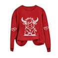thumbnail image 2 of Sakmal Sweatshirts Women Lightweight Red Cute Sweatshirts Cartoon Soft Long Sleeve Shirts, 2 of 5