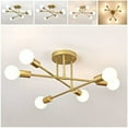 thumbnail image 3 of Lámpara de techo vintage, lámpara de techo LED moderna de 6 brazos, lámpara de techo de 6 luces E27, lámpara colgante industrial para sala de estar, dormitorio, loft, cocina (sin bombilla) | MAZE, 3 of 5