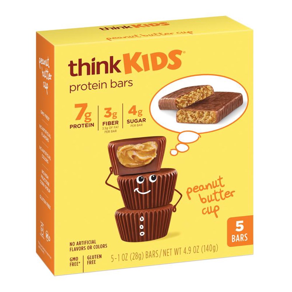 think! thinkKIDS Protein Bars, Peanut Butter Cup, 7g Protein, Gluten