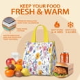 thumbnail image 5 of Pioneer Flower Floral Print Pattern Insulated Lunch Bag for Women & Adults,Large Portable Soft Cooler Lunch Bag,Thermal Food Storage Tote with Pearl Cotton,8.66L,8.75x5.75x9.5 Inch, 5 of 6