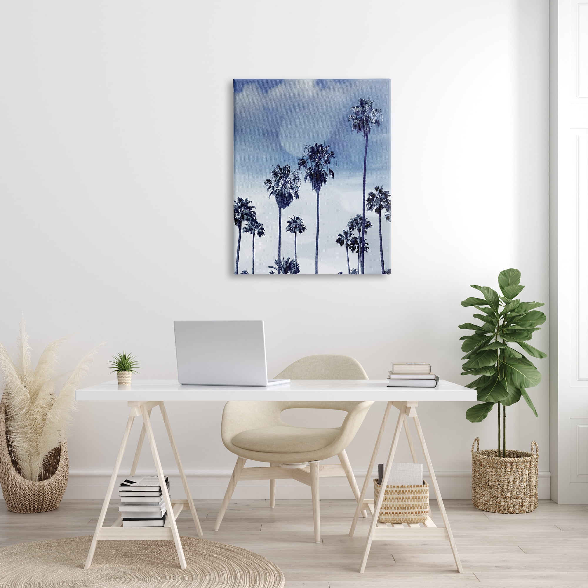 Stupell Industries Tall Tropical Pine Trees Monochromatic Blue Landscape, 30 x 40, Designed by Devon Davis