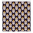 thumbnail image 3 of Crown Shower Curtain, Cartoon Design Composition of Royal Cat Faces and Polka Dotted Headwear, Fabric Bathroom Set with Hooks, 69W X 70L Inches, Dark Blue and Multicolor, by Ambesonne, 3 of 3