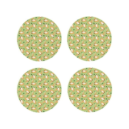 

Honeii Cartoon Fox 2 Print Leather Coaster Set of 4 Ideal for Safeguarding Your Furniture from Drinks Spills and Effortless Cleanup-Round Shape