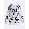 thumbnail image 5 of 99 Jane Street Women's and Women's Plus Bow Print Pullover Sweater, Midweight, Sizes XS-4X, 5 of 5
