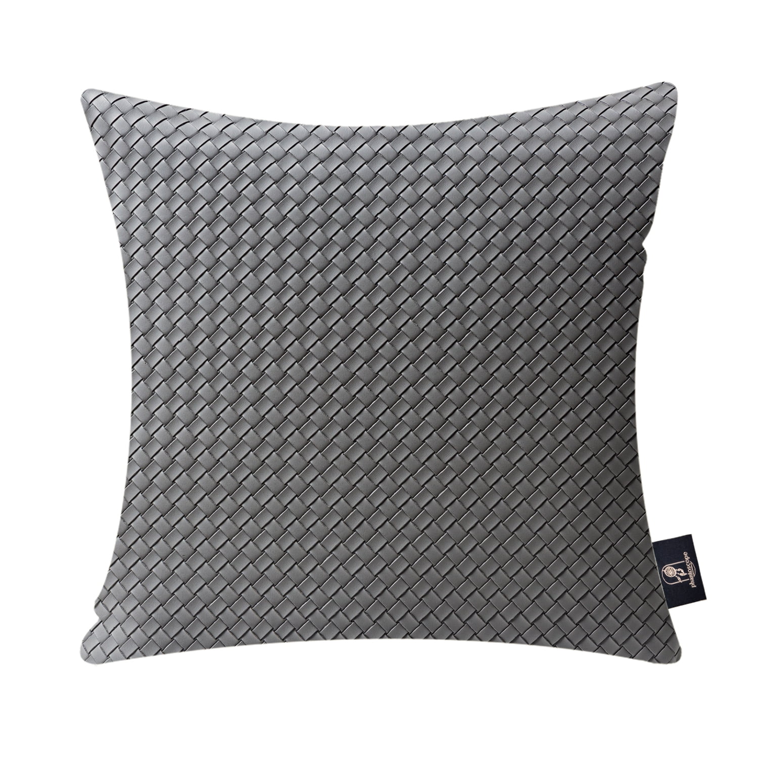 Phantoscope Decorative Throw Pillow Set, Soft Silky Velvet & Modern Faux Leather Woven Series Cushion Bundle, for Sofa Couch Bedroom, Light Gray, 18" x 18"