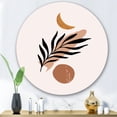 thumbnail image 2 of Designart 'Abstact Tropical Palm Leaf, Minimal Sun And Moon I' Modern Circle Metal Wall Art 29x29 - Disc of 29, 2 of 5