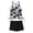 Black, variant on WRKEKC Swimsuits for Women Tankini Hawaiian Printed Sporty Top with Boyleg Bottoms Removable Padded Cups Wireless Soft Fabric