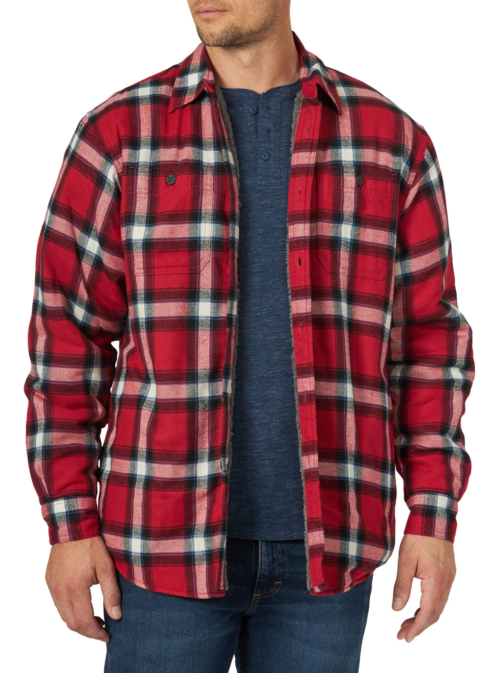 Wrangler Men's Heavyweight Plaid Sherpa Lined Shirt Jacket - Walmart.com