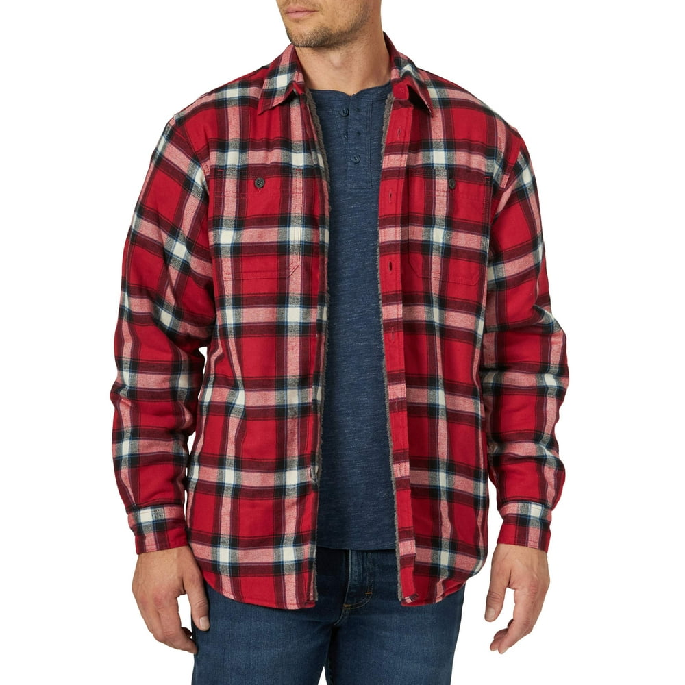 wrangler men's sherpa lined flannel