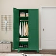 thumbnail image 7 of Metal Armoire Wardrobe Closet, 71" Tall Clothing Storage Cabinet with Hanging Rods, Household Closet Organizers with Adjustable Shelves for Home Office or Gym, 7 of 7