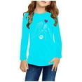 thumbnail image 2 of Huvoen Long Sleeve T-Shirt Kids Long Sleeve Round-Neck Blouses & Shirts Girls Long Sleeve Prints Shirts Cute Crewnecks Tops Dressy Casual Blouses Clothes Blue 4 Years, 2 of 5