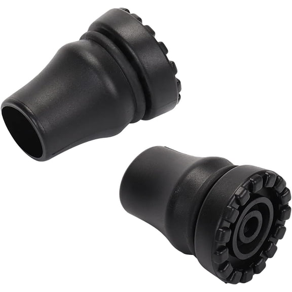 XIRQI 2 Pack 3/4 Inch Cane Tips Replacement, Heavy Duty Rubber Walking Cane Tips with Metal Insert, Non-Slip Shock Absorbing Crutch Tips for Walking Sticks, Black