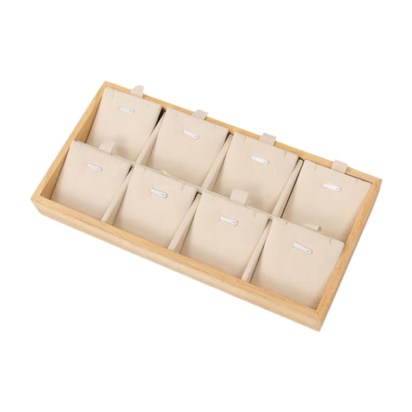 Bandeja para colgantes de collar con 8 rejillas, bandeja para exhibición de colgantes para tocador Beige