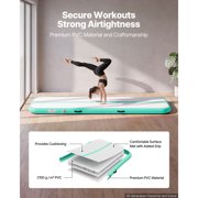 KFFKFF Inflatable Gymnastics Air Mat 10 ft Training Mat with Electric Pump, 4-inch Thick Durable Tumble Track, Versatile Mat for Home, Gym, Outdoor, Yoga, Cheerleading, Beach, Park, Mint Green