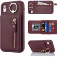 thumbnail image 2 of iPhone XR Phone case Wallet for Women, iPhone XR Phone case with Card Holder with Credit Card with Ring Kickstand Zipper Shockproof Slim Stand Case for iPhoneXR - Red Wine, 2 of 15