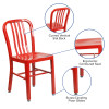 BizChair Commercial Grade Red Metal Indoor-Outdoor Chair - image 5 of 12
