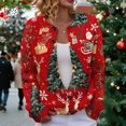 thumbnail image 1 of Chandails d'Automne d'Hiver Grande Taille pour Femmes Femmes Noël Cardigan en Peluche avec Cerf à Boutons 3d Rouge TG, 1 of 7