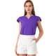 thumbnail image 1 of Camiseta Manga Tulipán Allegra K Cuello En V Básico Mujer Púrpura L, 1 of 6