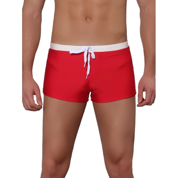 Bermudas de ba?o de verano para hombre INSPIRE CHIC, color sólido, con cintura elástica, rojas, talla 30