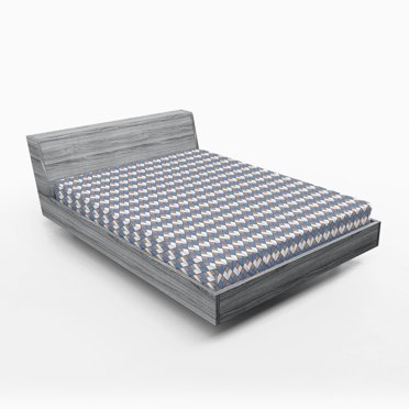 Ambesonne Geometric Fitted Sheet, Nested Diamond Line, Queen Size, Dried Rose Slate Blue