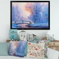 thumbnail image 3 of Designart 'Winter Landscape With A Bridge and A River' Lake House Framed Art Print, 3 of 4