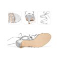 thumbnail image 3 of BLISSFUL STEP Knot Lace Up Slingback Kitten Heel Sandals for Women Silver 8.5, 3 of 8
