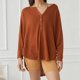 thumbnail image 2 of Moda mujer Casual sólido cuello redondo manga larga otoño suéter blusa Pullver Tops Pompotops  FGAJ6708, 2 of 8